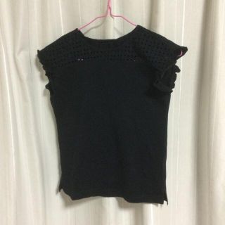 ジーユー(GU)の【美品】透かしレースのカットソー☆綿100%(Tシャツ/カットソー)