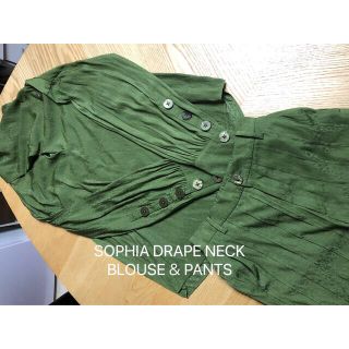 アメリヴィンテージ(Ameri VINTAGE)のSOPHIA DRAPE NECK BLOUSE＆PANTS(M)(シャツ/ブラウス(長袖/七分))