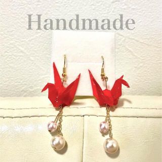 【💟再販💟】鶴とパールピアス(ピアス)