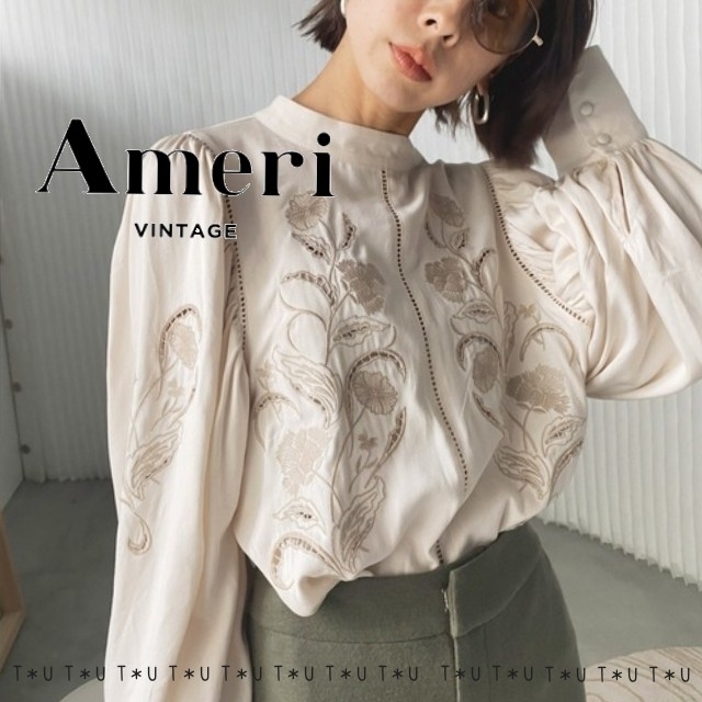 Ameri VINTAGE - AMERI LADY EMBROIDERY PUFF BLOUSEの通販 by T*U