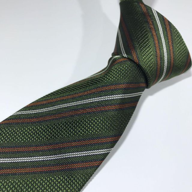 LUIGI BORRELLI(ルイジボレッリ)のルイジボレッリ イタリア製 高級シルク ネクタイ  タータンストライプ グリーン メンズのファッション小物(ネクタイ)の商品写真
