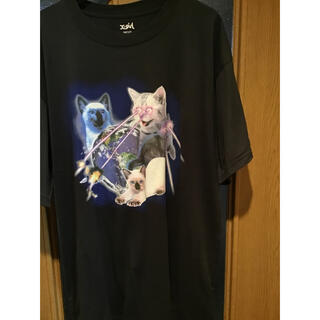 エックスガール(X-girl)のx ガール　猫柄ビックTシャツ　チャコールグレー(Tシャツ(半袖/袖なし))