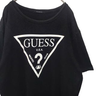 ゲス(GUESS)の【希少】ゲス guess Tシャツ カットソー デカロゴ 黒 LL 古着(Tシャツ/カットソー(半袖/袖なし))