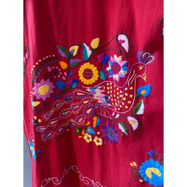 ヤマト工芸 ビンテージ 80s コットン 花柄 刺繍 メキシカン ワンピース