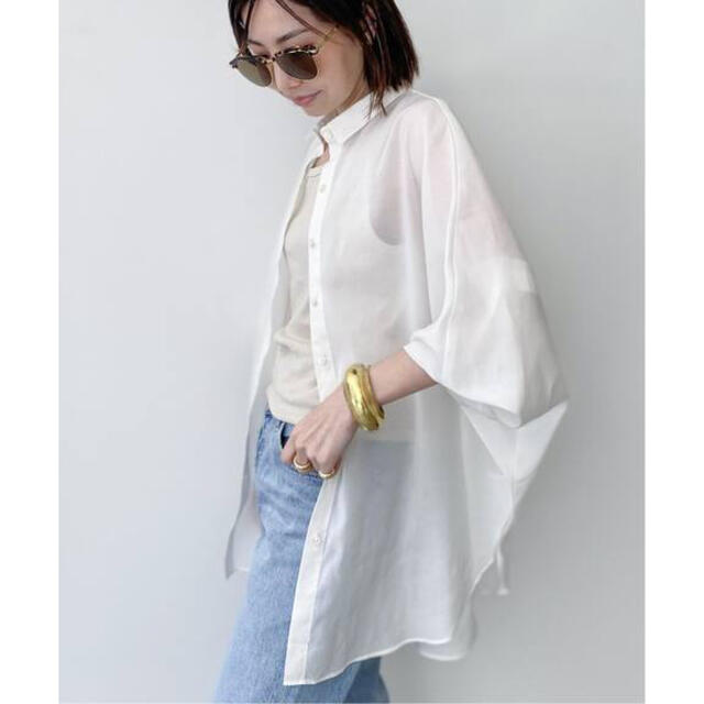 L'Appartement DEUXIEME CLASSE(アパルトモンドゥーズィエムクラス)の新品タグ付き　Dolmansleeve Sheer Blouse ホワイト レディースのトップス(シャツ/ブラウス(長袖/七分))の商品写真