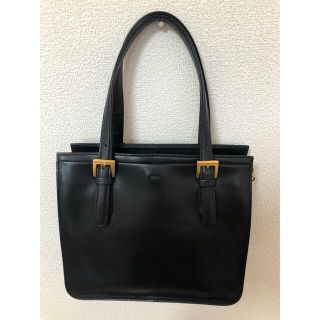 ペレボルサ(PELLE BORSA)のpelle borsa ペレボルサ　ハンドバッグ　レザー　黒×金　スクエア型(ハンドバッグ)