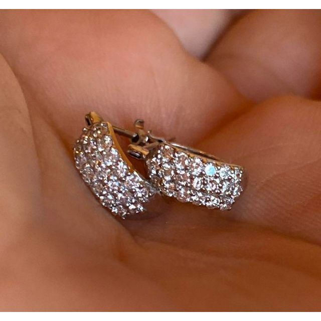 完売しました。。。。。⑪豪華✨計0.5ct ✨上質ダイヤ✨幅広 フープ ピアス✨