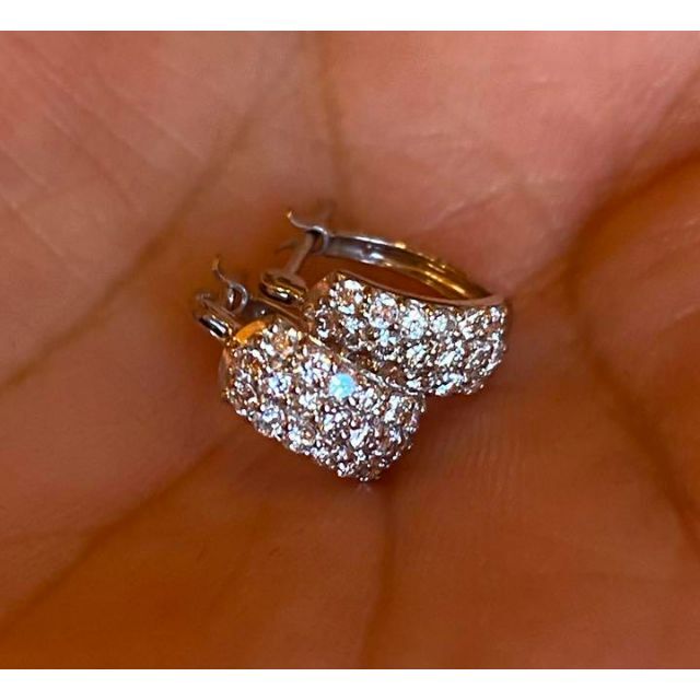 完売しました。。。。。⑪豪華✨計0.5ct ✨上質ダイヤ✨幅広 フープ ピアス✨