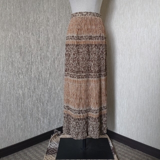 【Japanese Vintage】オリエンタルプリント プリーツロングスカート(ロングスカート)