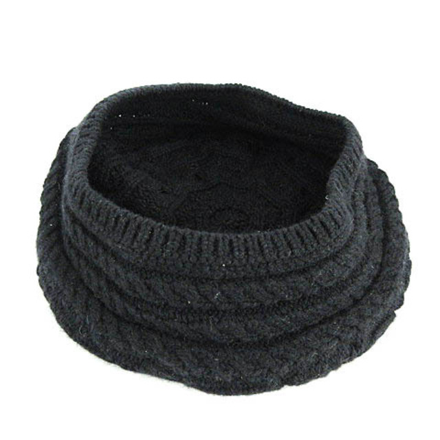 メゾンミッシェル 近年モデル ニット ベレー帽 ケーブル ウール ブラック 帽子 1