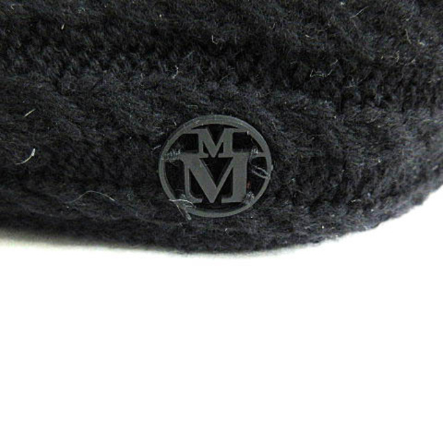 メゾンミッシェル 近年モデル ニット ベレー帽 ケーブル ウール ブラック 帽子 3