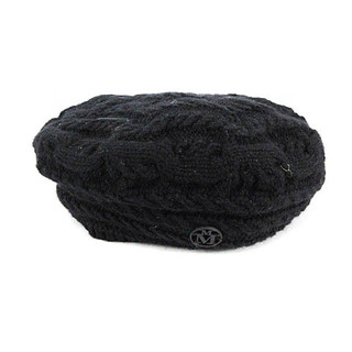 メゾンミッシェル(Maison Michel)のメゾンミッシェル 近年モデル ニット ベレー帽 ケーブル ウール ブラック 帽子(ハンチング/ベレー帽)