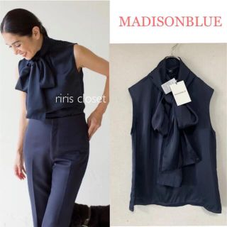 マディソンブルー(MADISONBLUE)の新品✨MADISONBLUE  タイサテンブラウス  navy 02(シャツ/ブラウス(半袖/袖なし))