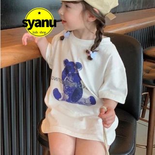 キッズ でかくまちゃんネオンカラーTシャツ韓国子供服 半袖 男女兼用 白(Tシャツ/カットソー)