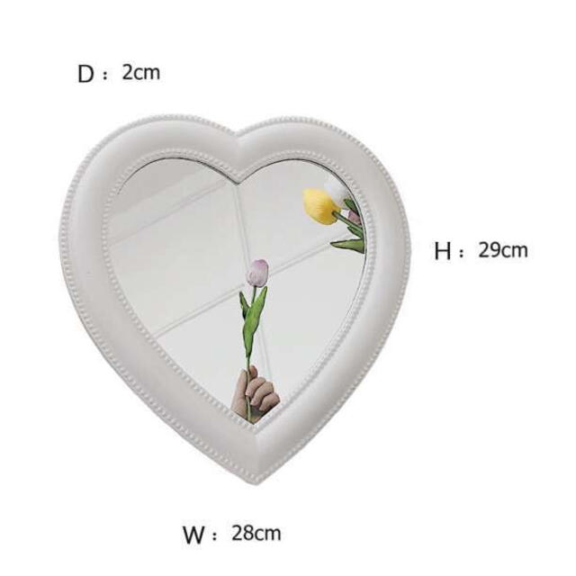 ハート 型 卓上 壁掛 ミラー 化粧 鏡 メイク 白 おしゃれ 韓国 メイク用