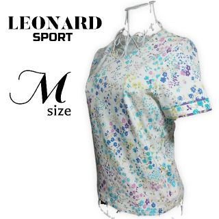 レオナール(LEONARD)のレオナールスポーツ 花柄 シャツ 総柄 ブラウス　半袖　ホワイト　38/M(カットソー(半袖/袖なし))