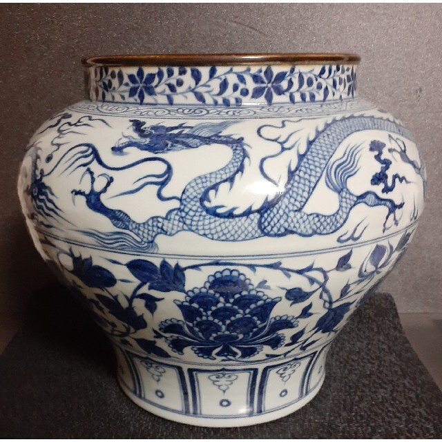 中国 染付 五彩 魚藻紋 壺 骨董 古美術品  花瓶 陶磁器 古陶磁