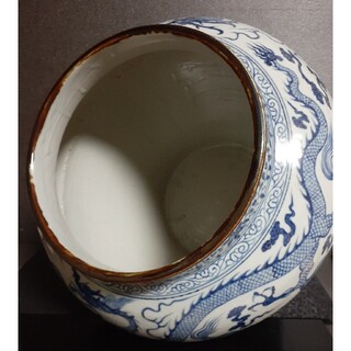 中国美術 中国陶磁器 青華染付 元染付明朝染付 雲龍に牡丹図 酒会壺