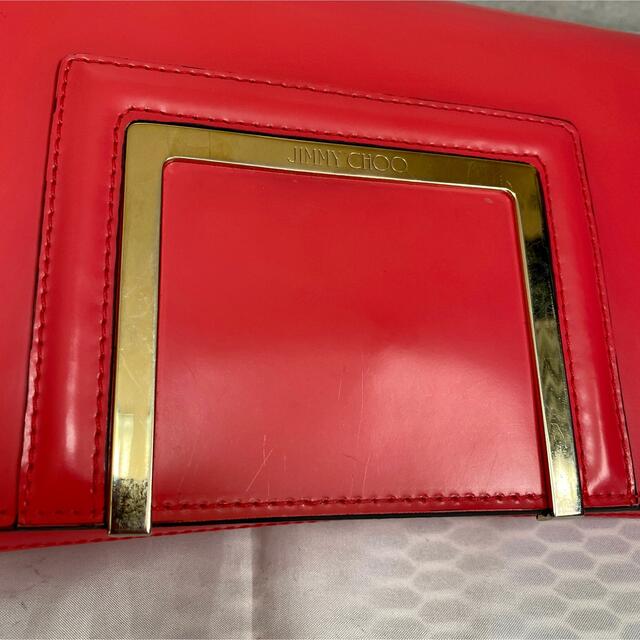 完成品 【JIMMY CHOO】ピンク×ゴールド金具 ALARA レザー クラッチ