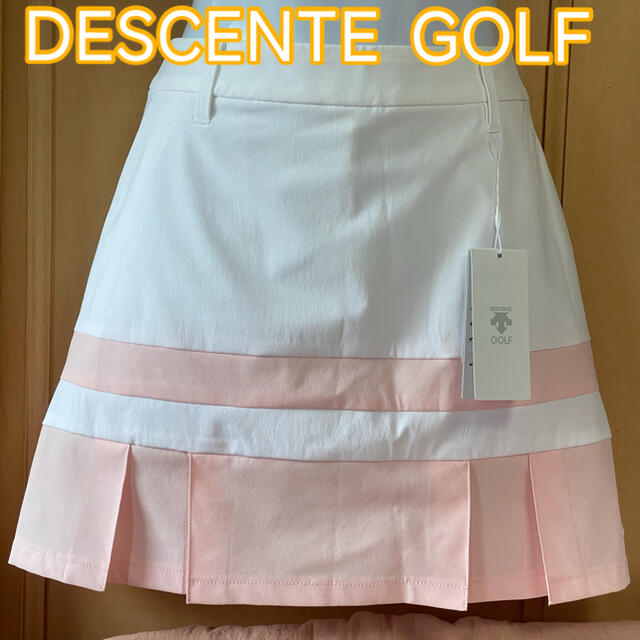 デサント　レディースゴルフウェア　新品未使用　可愛い夏スカート　白ピンク　L