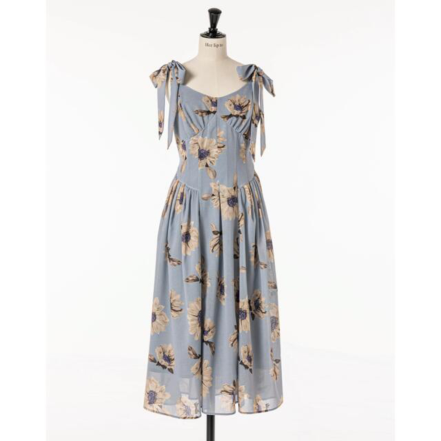 Her lip to(ハーリップトゥ)のherlipto　Sunflower-Printed Midi Dress レディースのワンピース(ロングワンピース/マキシワンピース)の商品写真