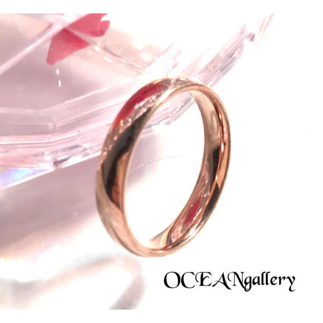 送料無料　19号　ピンクゴールド　サージカルステンレス　シンプル甲丸リング　指輪 メンズのアクセサリー(リング(指輪))の商品写真