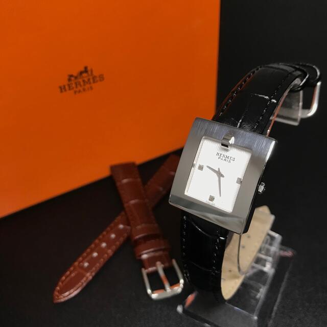 Apple Watch(アップルウォッチ)の【良品 正規品】エルメス 腕時計 Hウォッチ スクエア シルバー ベルト2本 レディースのファッション小物(腕時計)の商品写真