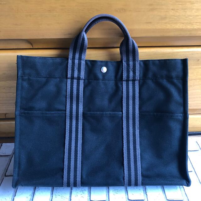 エルメス　フールトゥ　MM   トートバッグ　ブラック　キャンバス　HERMES