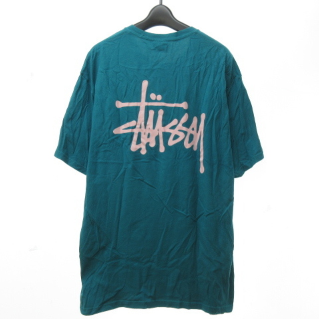 STUSSY(ステューシー)のステューシー ロゴ バック プリント Tシャツ カットソー 半袖 L  緑 青 メンズのトップス(Tシャツ/カットソー(半袖/袖なし))の商品写真