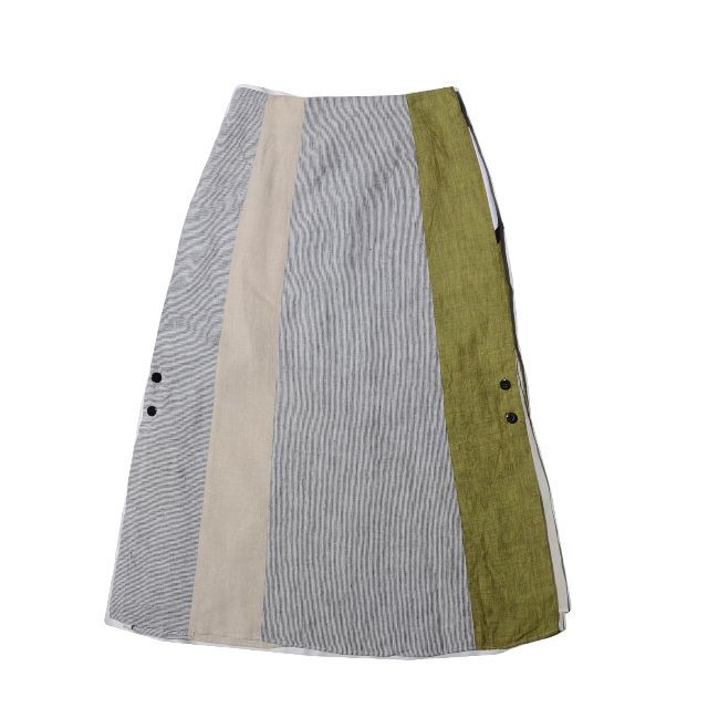 AKANE UTSUNOMIYA(アカネウツノミヤ)の アカネウツノミヤ 異素材パネルがかわいい サイドプリーツのミディスカート 38 レディースのスカート(ロングスカート)の商品写真