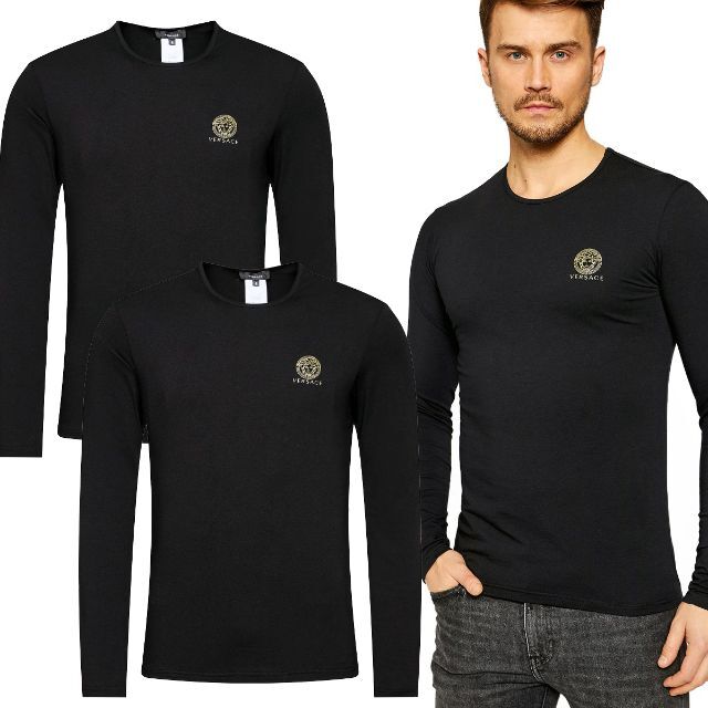 VERSACE(ヴェルサーチ)の3 VERSACE メデューサ ブラック 2枚セット 長袖Tシャツ size 3 メンズのトップス(Tシャツ/カットソー(半袖/袖なし))の商品写真