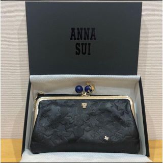 アナスイ(ANNA SUI)のANNA SUIがま口長財布 アナスイキャット長財布 ブラック黒 型押し 星 (財布)