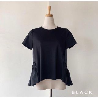 バーニーズニューヨーク(BARNEYS NEW YORK)のシソラス　バッグギャザーカットソー　ブラック　美品(Tシャツ(半袖/袖なし))