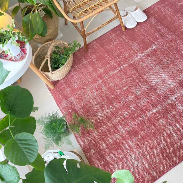 専用 オーバーダイ レッド アズキカラー トルコ ヴィンテージラグ 専用 オーバーダイ レッド アズキカラー トルコ ヴィンテージラグ