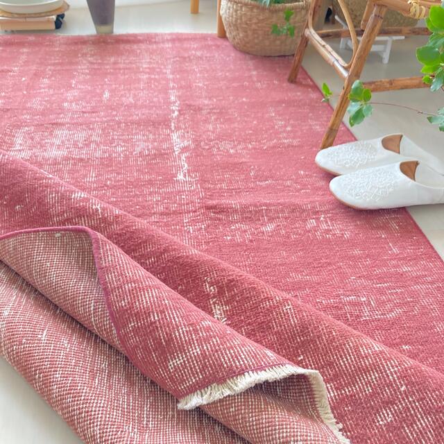 専用 オーバーダイ レッド アズキカラー トルコ ヴィンテージラグ 専用 オーバーダイ レッド アズキカラー トルコ ヴィンテージラグ