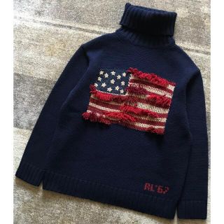 ポロラルフローレン(POLO RALPH LAUREN)の圧巻のフリンジトリム&星条旗柄 ラルフローレン タートルネック ニット セーター(ニット/セーター)