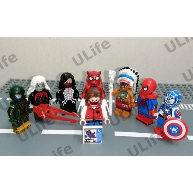 LEGOレゴ互換　アメリカヒーローアベンジャーズミニフィグ8体A　スパイダーマン