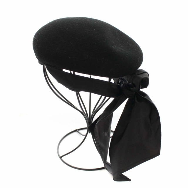 other(アザー)のスグリ Sugri ベレー帽 帽子 リボン ウール HS 57cm 黒 ブラック レディースの帽子(ハンチング/ベレー帽)の商品写真