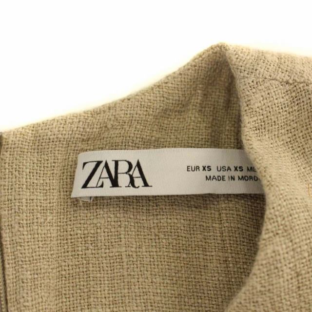 ZARA(ザラ)のザラ ZARA ワンピース フレア ミニ ノースリーブ リネン XS ベージュ レディースのワンピース(ミニワンピース)の商品写真