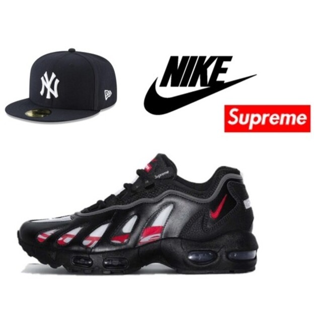 SUPREME × NIKE AIR MAX 96 レア ブラック 完売品 27スニーカー