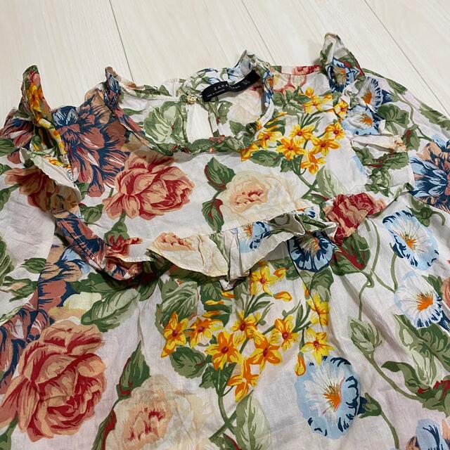 ZARA(ザラ)の専用　ZARA WOMAN  花柄ブラウス　五分袖 レディースのトップス(シャツ/ブラウス(半袖/袖なし))の商品写真