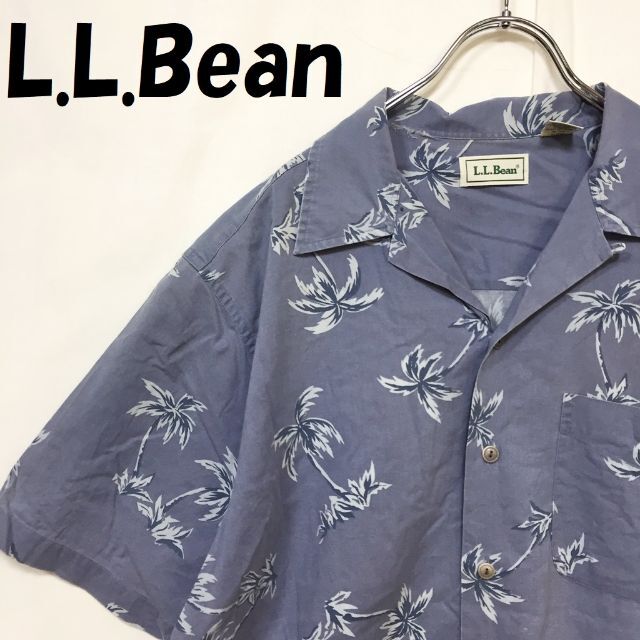 L.L.Bean(エルエルビーン)の【人気】エルエルビーン 総柄 アロハシャツ 半袖 コットン100％ ブルー系 M メンズのトップス(シャツ)の商品写真