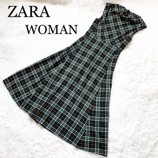 ザラ(ZARA)の【美品】ZARA WOMAN チェック柄　ワンピース　ノースリーブ　ロング(ロングワンピース/マキシワンピース)