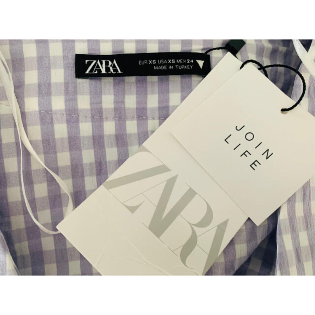 ZARA(ザラ)の新品　ZARA ザラ　トップス　ブラウス　シャツ　ギンガムチェック　人気　完売 レディースのトップス(シャツ/ブラウス(半袖/袖なし))の商品写真