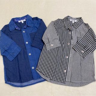 グローバルワーク(GLOBAL WORK)の【新品】グローバルワーク キリカエコンビシャツ７分袖 Sサイズ 2枚セット(Tシャツ/カットソー)