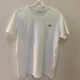 ラコステ(LACOSTE)のラコステ　ＶネックTシャツ　白(Tシャツ(半袖/袖なし))