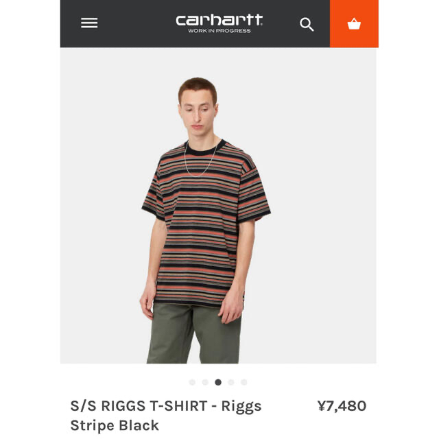 Charhartt WIP(カーハートダブリューアイピー)のcarhartt wip Riggs Stripe Black border メンズのトップス(Tシャツ/カットソー(半袖/袖なし))の商品写真