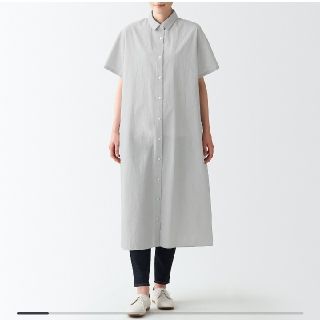 ムジルシリョウヒン(MUJI (無印良品))の無印良品 強撚さらっとポプリン半袖ワンピース(ひざ丈ワンピース)