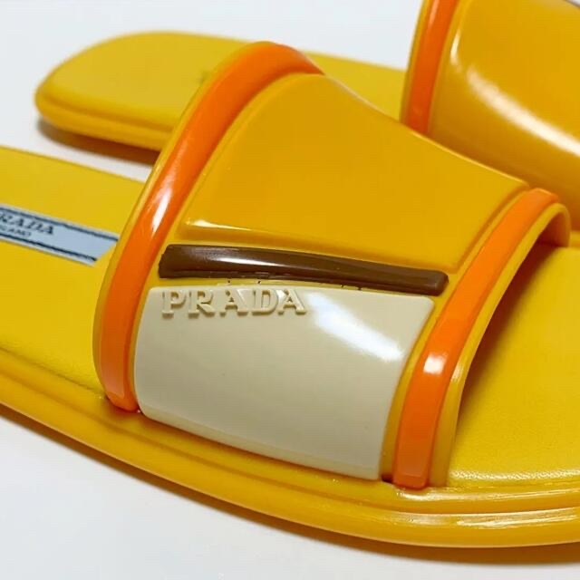 ☆未使用 プラダ PRADA ロゴ ラバー スライド サンダル 35 イタリア製 6