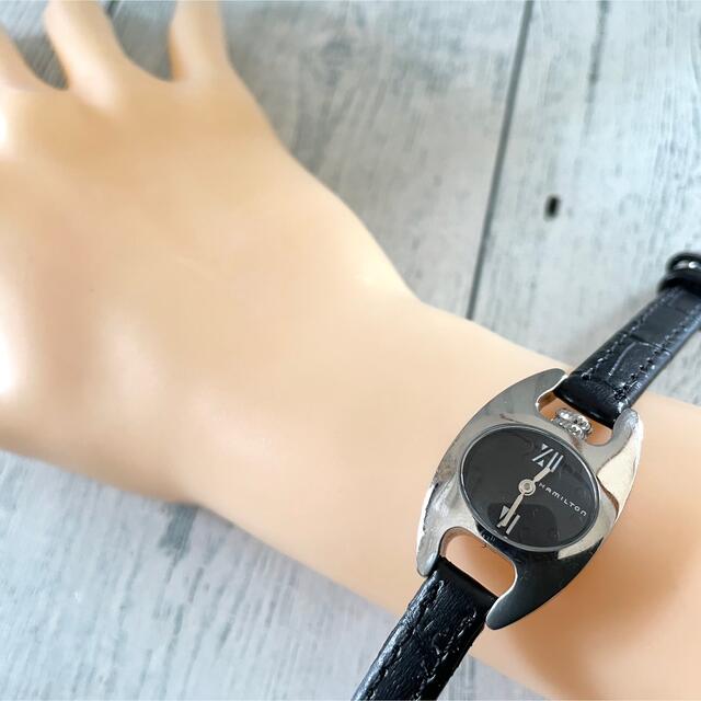 ハミルトン　ベンチュラ　腕時計　ブラック文字盤　革ベルト　レディース　動作確認済